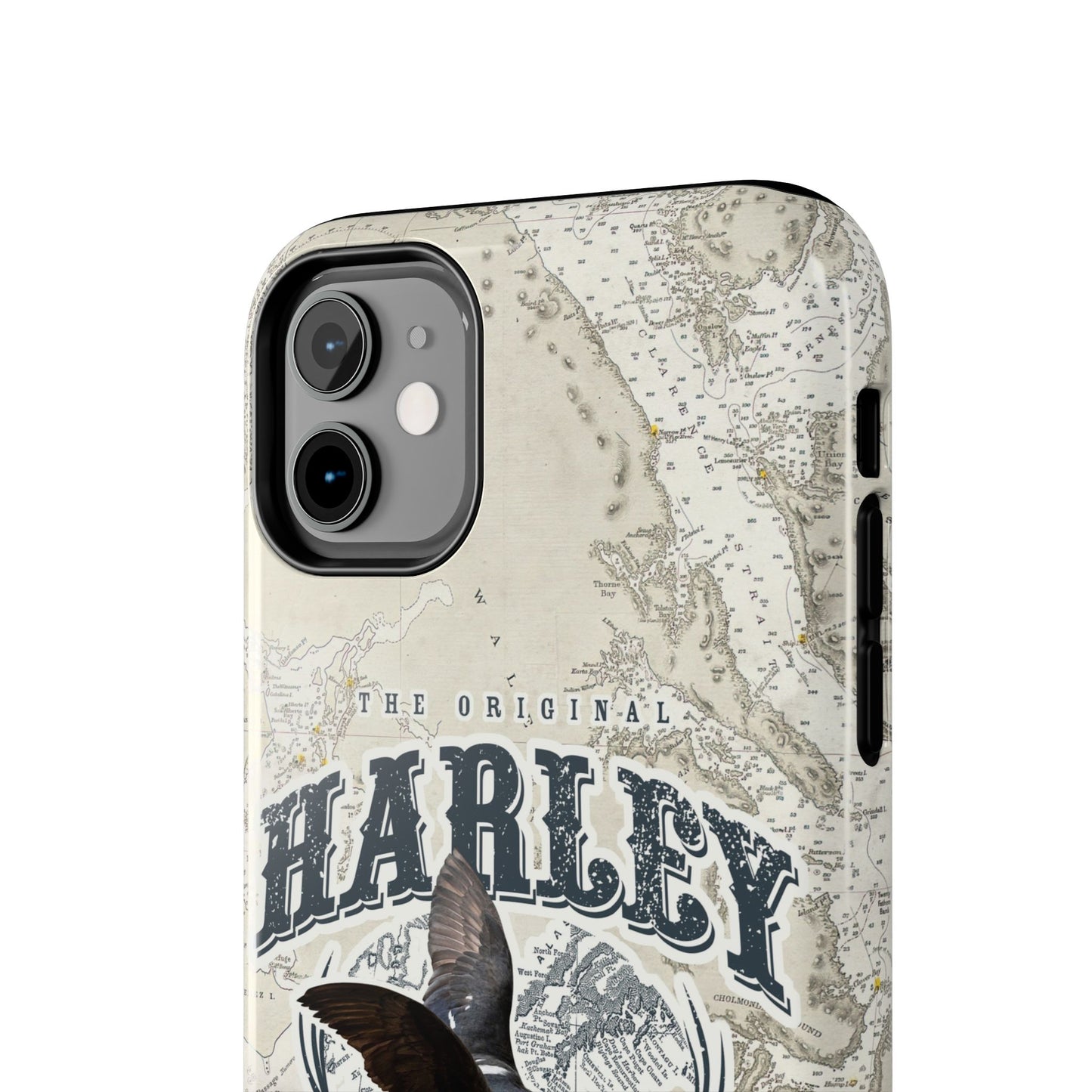 Harlequin Duck Vintage Map-Tough Phone Case