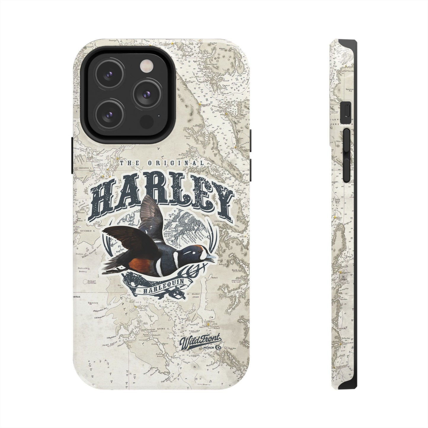 Harlequin Duck Vintage Map-Tough Phone Case