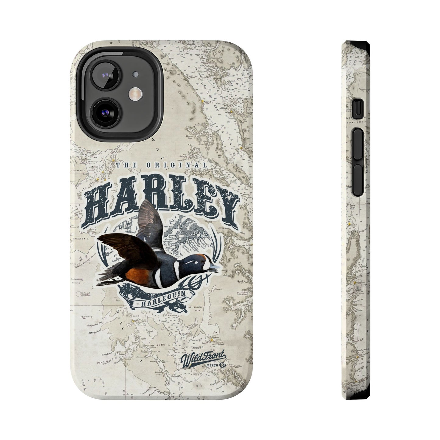 Harlequin Duck Vintage Map-Tough Phone Case