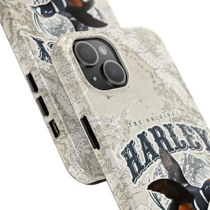 Harlequin Duck Vintage Map-Tough Phone Case