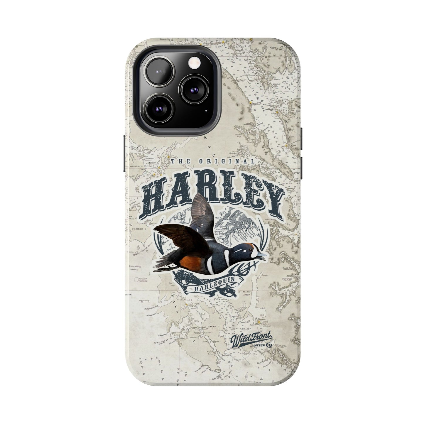 Harlequin Duck Vintage Map-Tough Phone Case