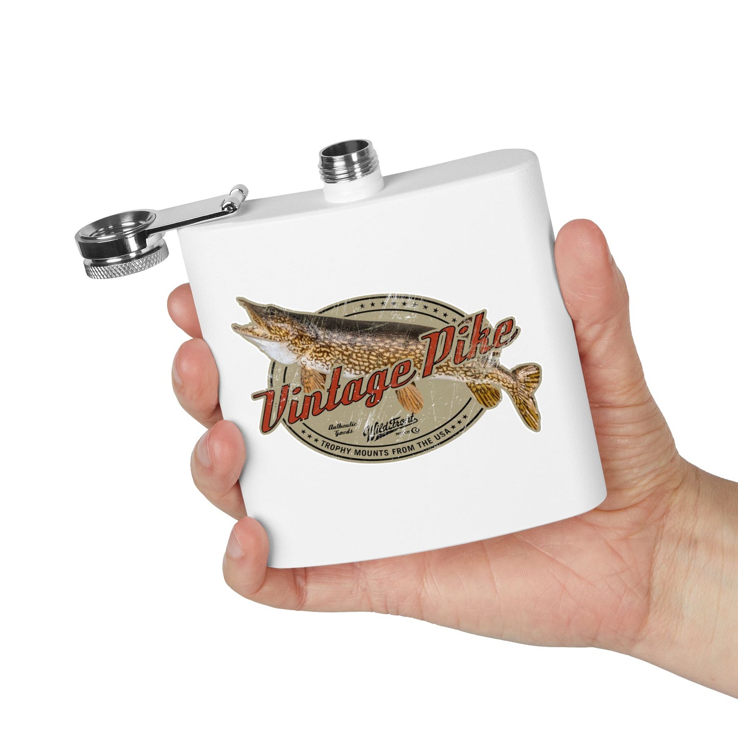 Vintage Pike Stainless Steel Flask, 6oz