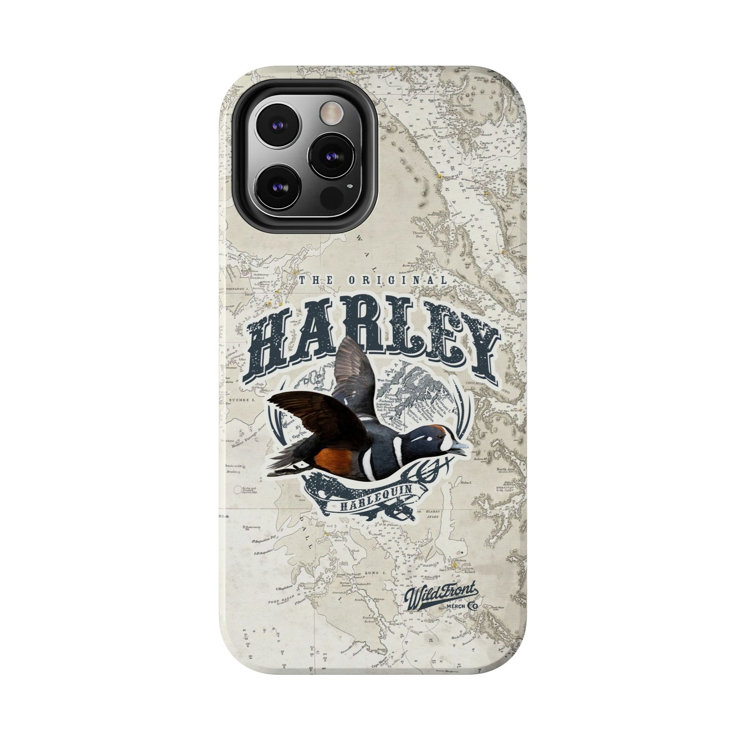 Harlequin Duck Vintage Map-Tough Phone Case