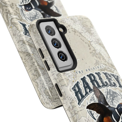 Harlequin Duck Vintage Map-Tough Phone Case