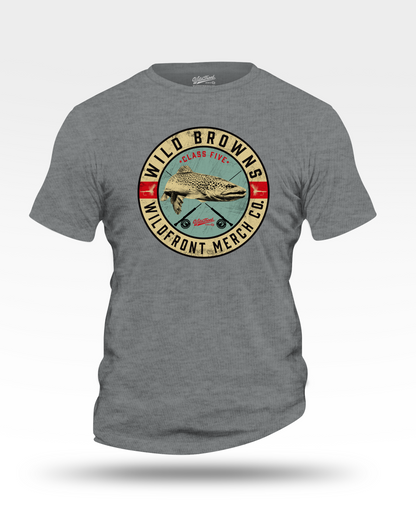 Wild Browns Fly Fishing T-Shirt — Vintage Trout Logo Tee for Anglers