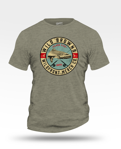 Wild Browns Fly Fishing T-Shirt — Vintage Trout Logo Tee for Anglers