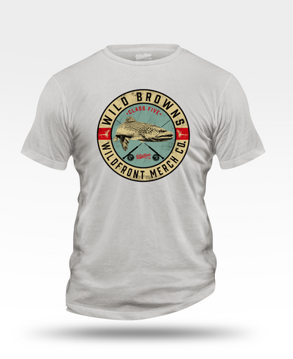 Wild Browns Fly Fishing T-Shirt — Vintage Trout Logo Tee for Anglers