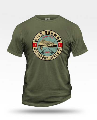 Wild Browns Fly Fishing T-Shirt — Vintage Trout Logo Tee for Anglers